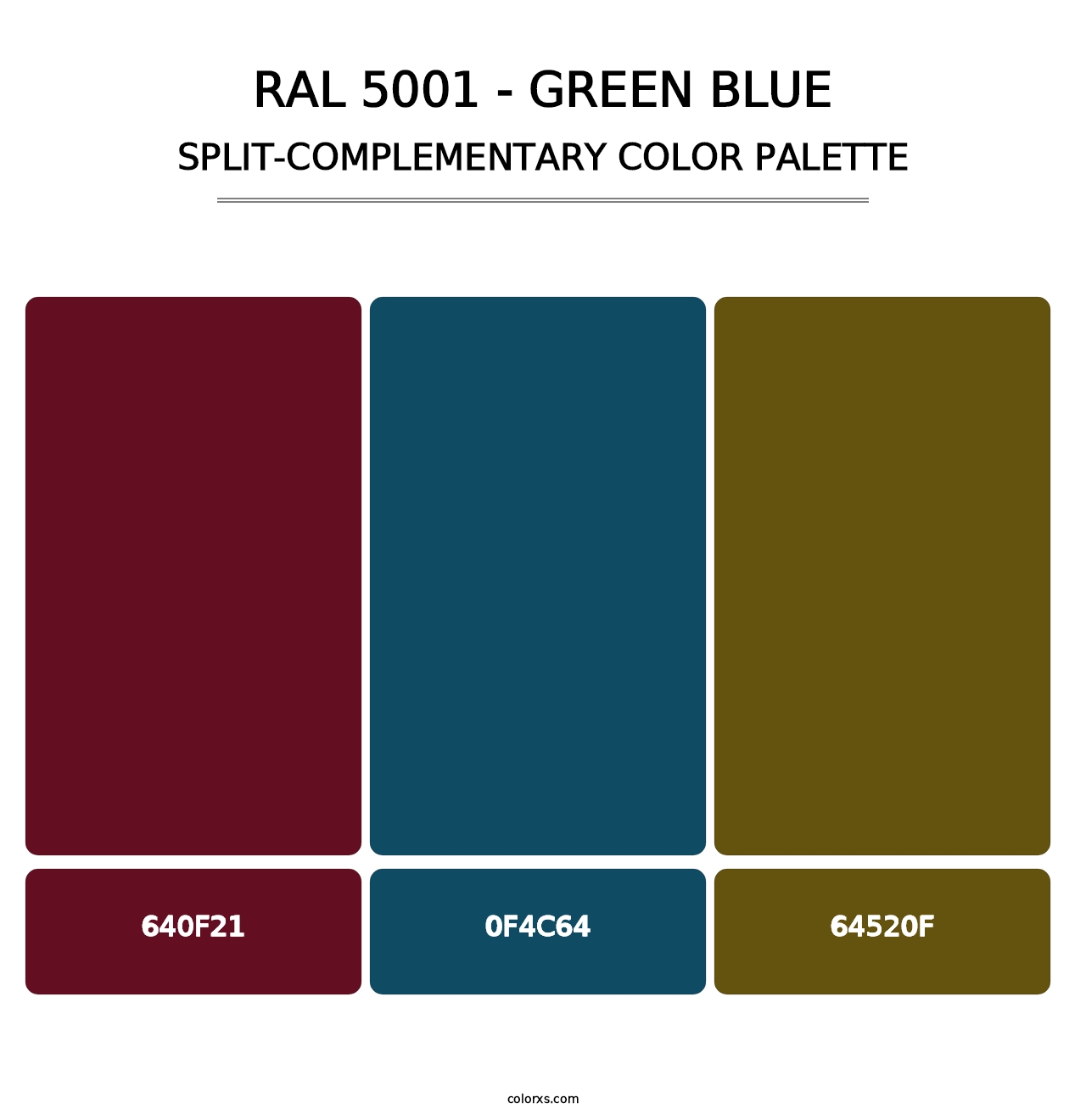 RAL 5001 - Green Blue - Split-Complementary Color Palette