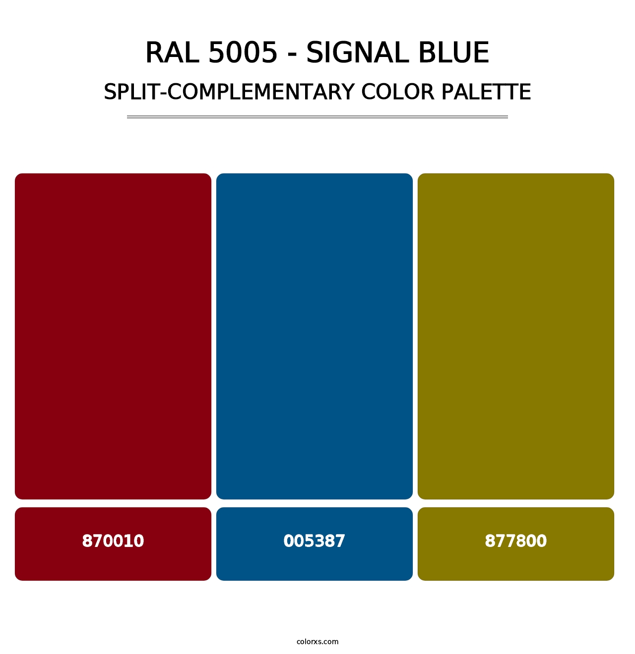 RAL 5005 - Signal Blue - Split-Complementary Color Palette