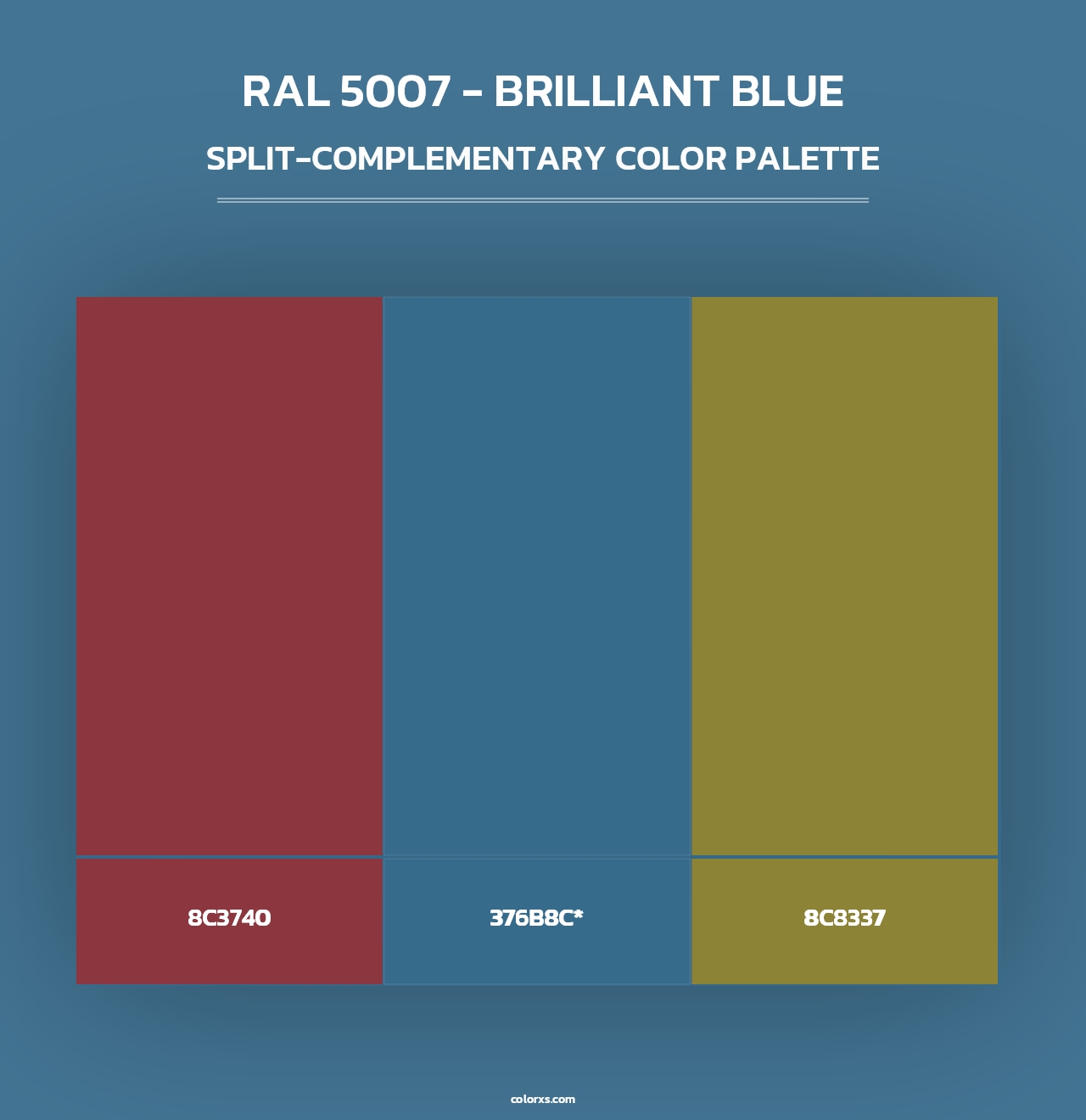RAL 5007 - Brilliant Blue - Split-Complementary Color Palette