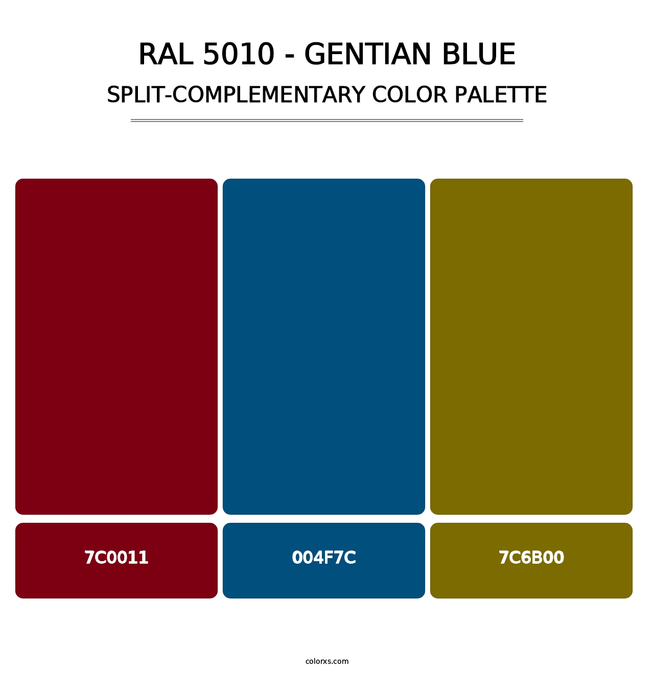 RAL 5010 - Gentian Blue - Split-Complementary Color Palette