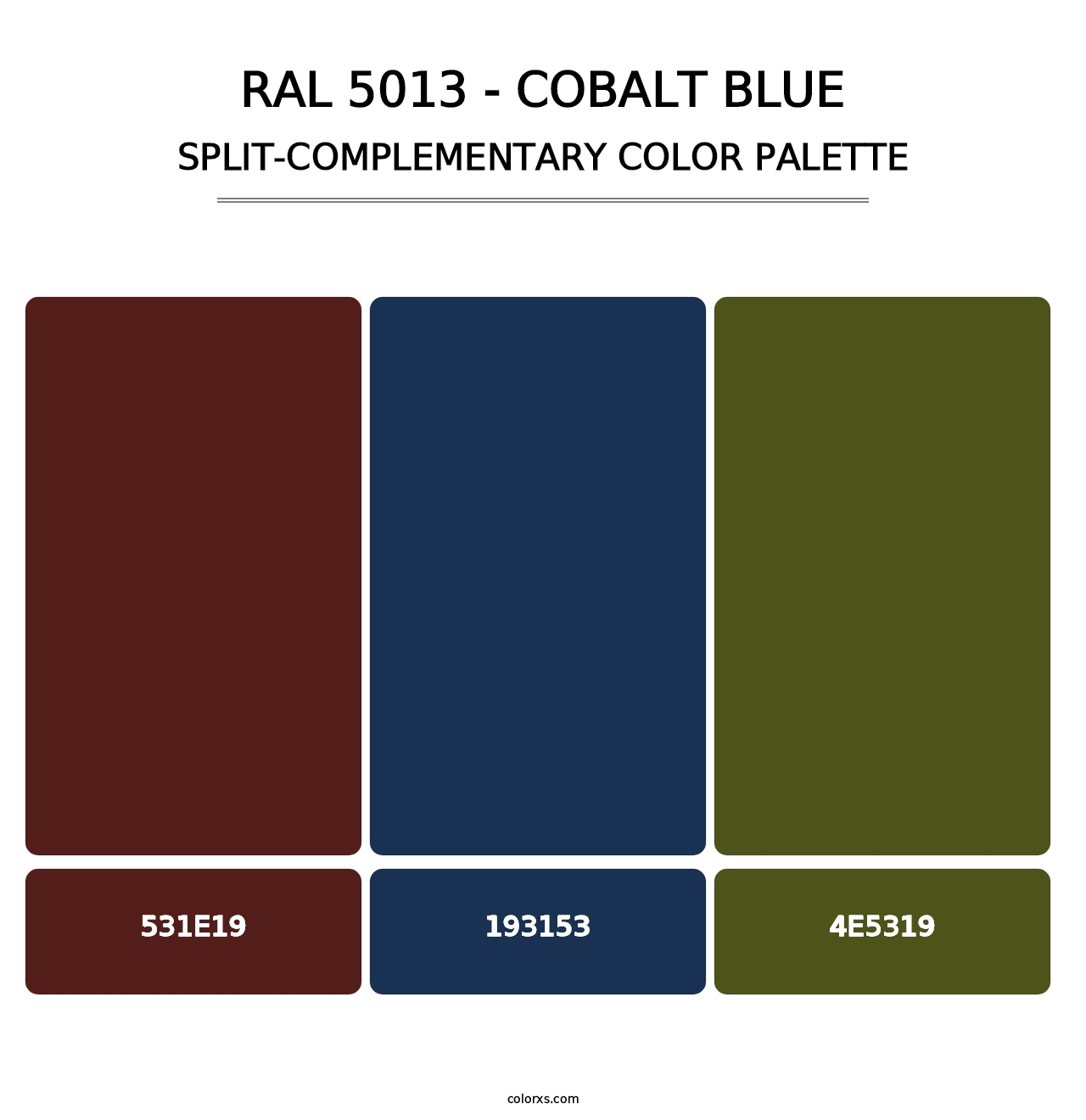 RAL 5013 - Cobalt Blue - Split-Complementary Color Palette