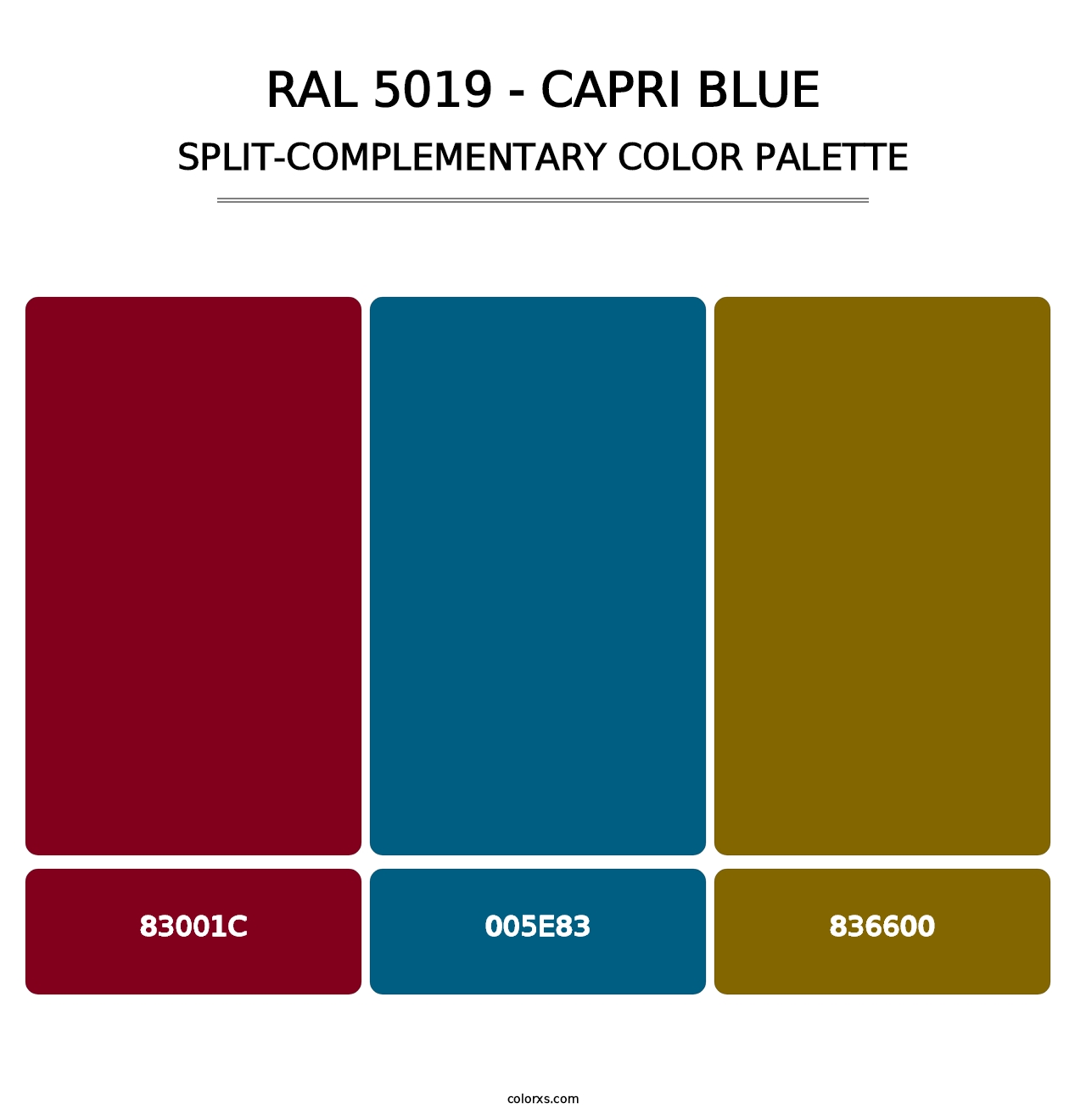RAL 5019 - Capri Blue - Split-Complementary Color Palette