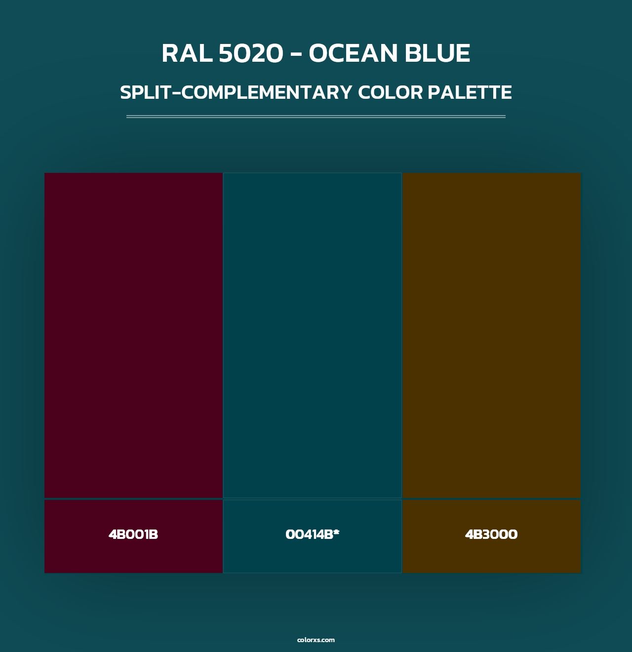 RAL 5020 - Ocean Blue - Split-Complementary Color Palette