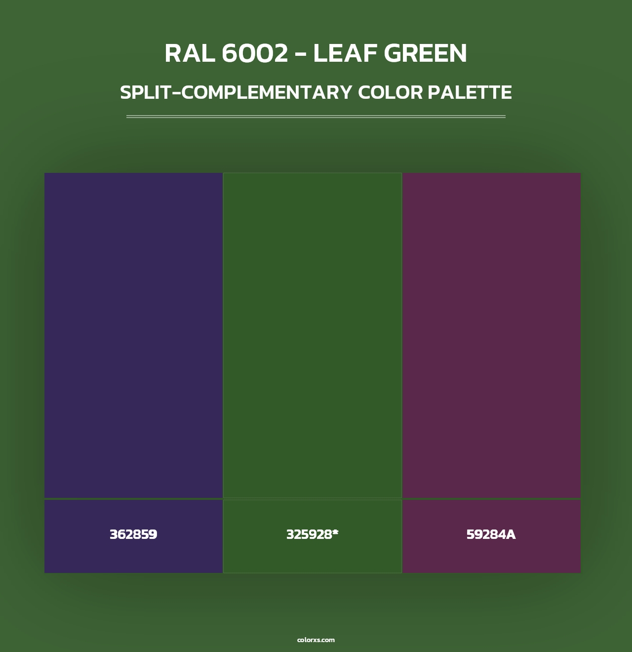 RAL 6002 - Leaf Green - Split-Complementary Color Palette