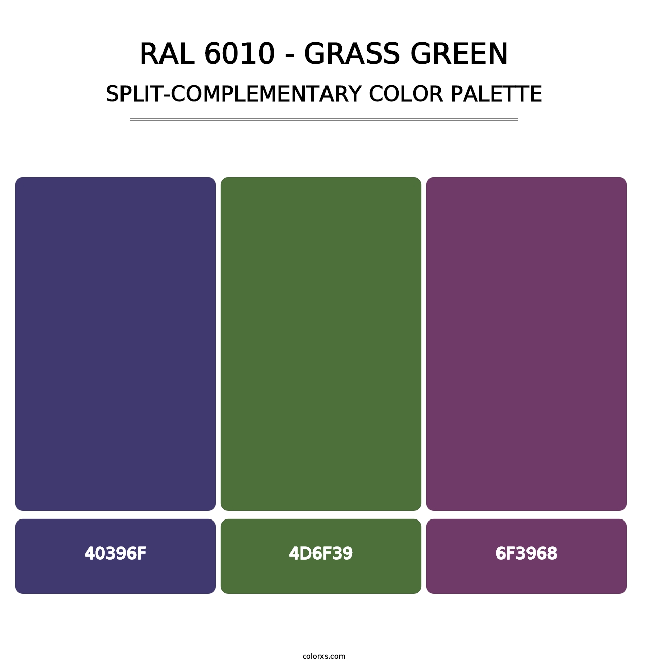 RAL 6010 - Grass Green - Split-Complementary Color Palette