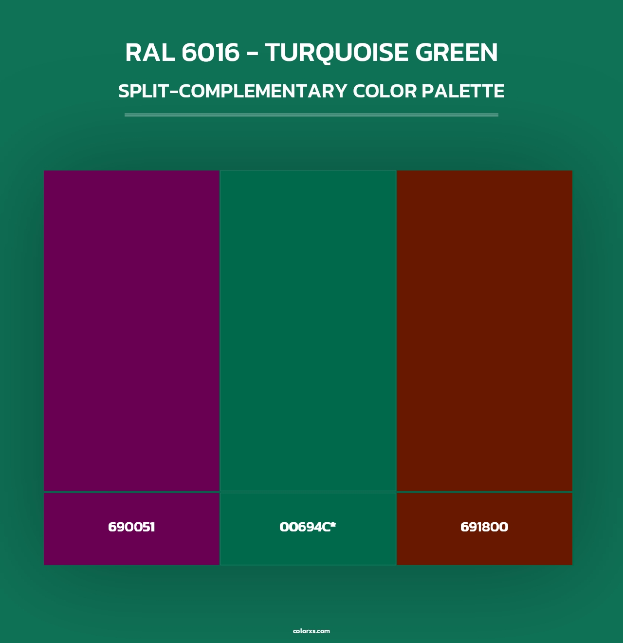 RAL 6016 - Turquoise Green - Split-Complementary Color Palette