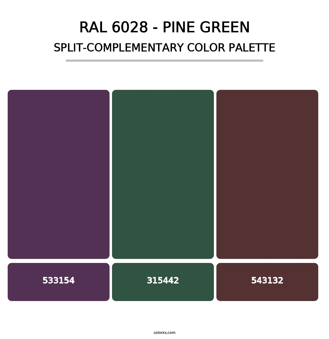 RAL 6028 - Pine Green - Split-Complementary Color Palette