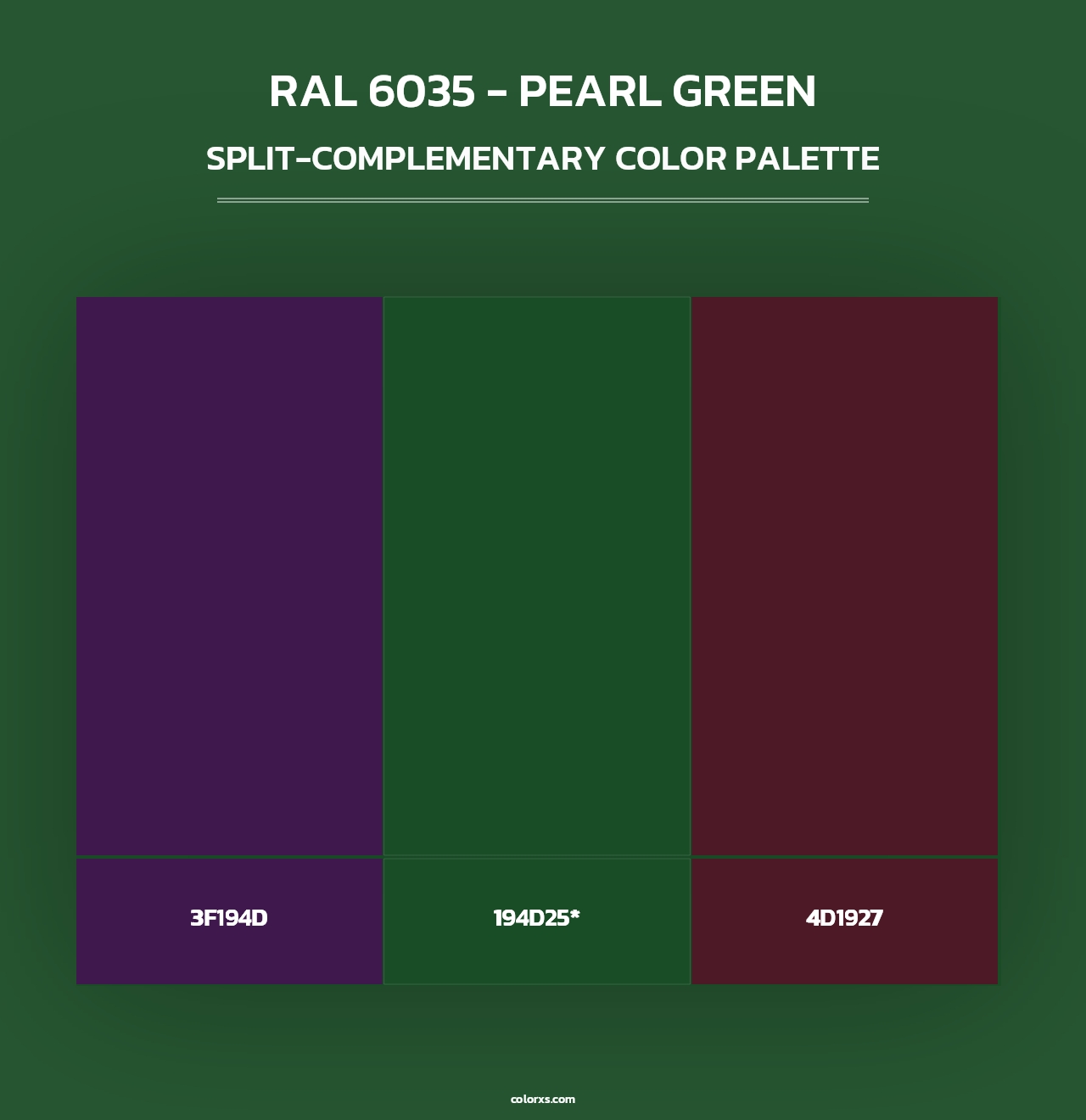 RAL 6035 - Pearl Green - Split-Complementary Color Palette