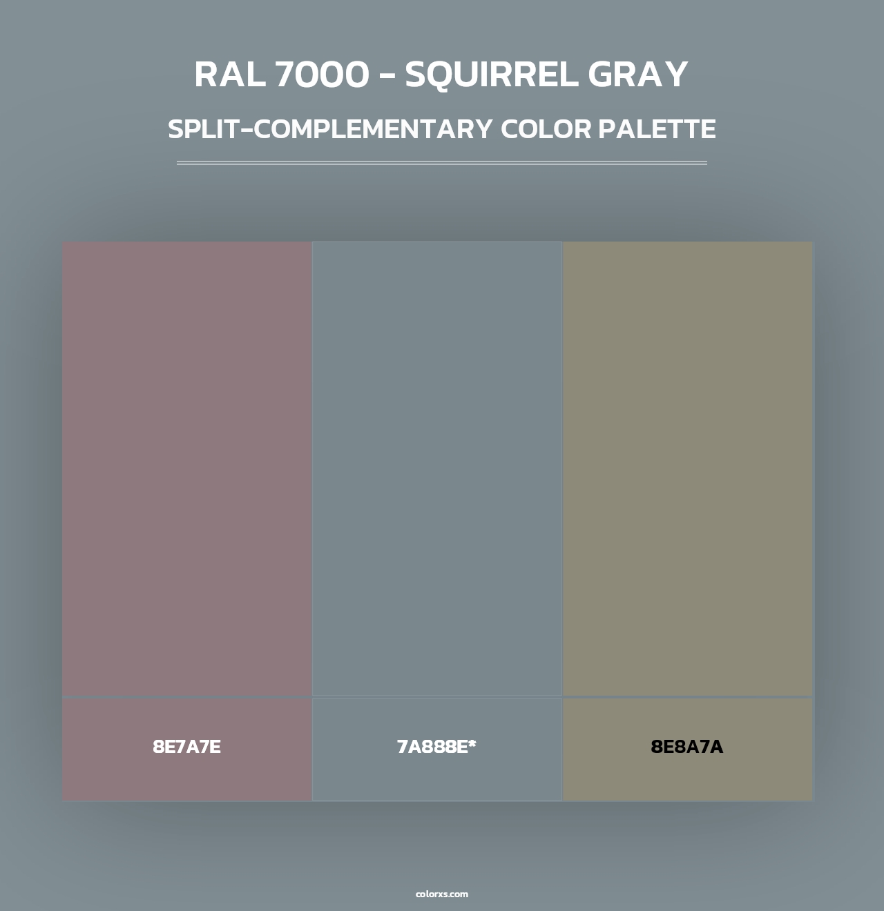 RAL 7000 - Squirrel Gray - Split-Complementary Color Palette