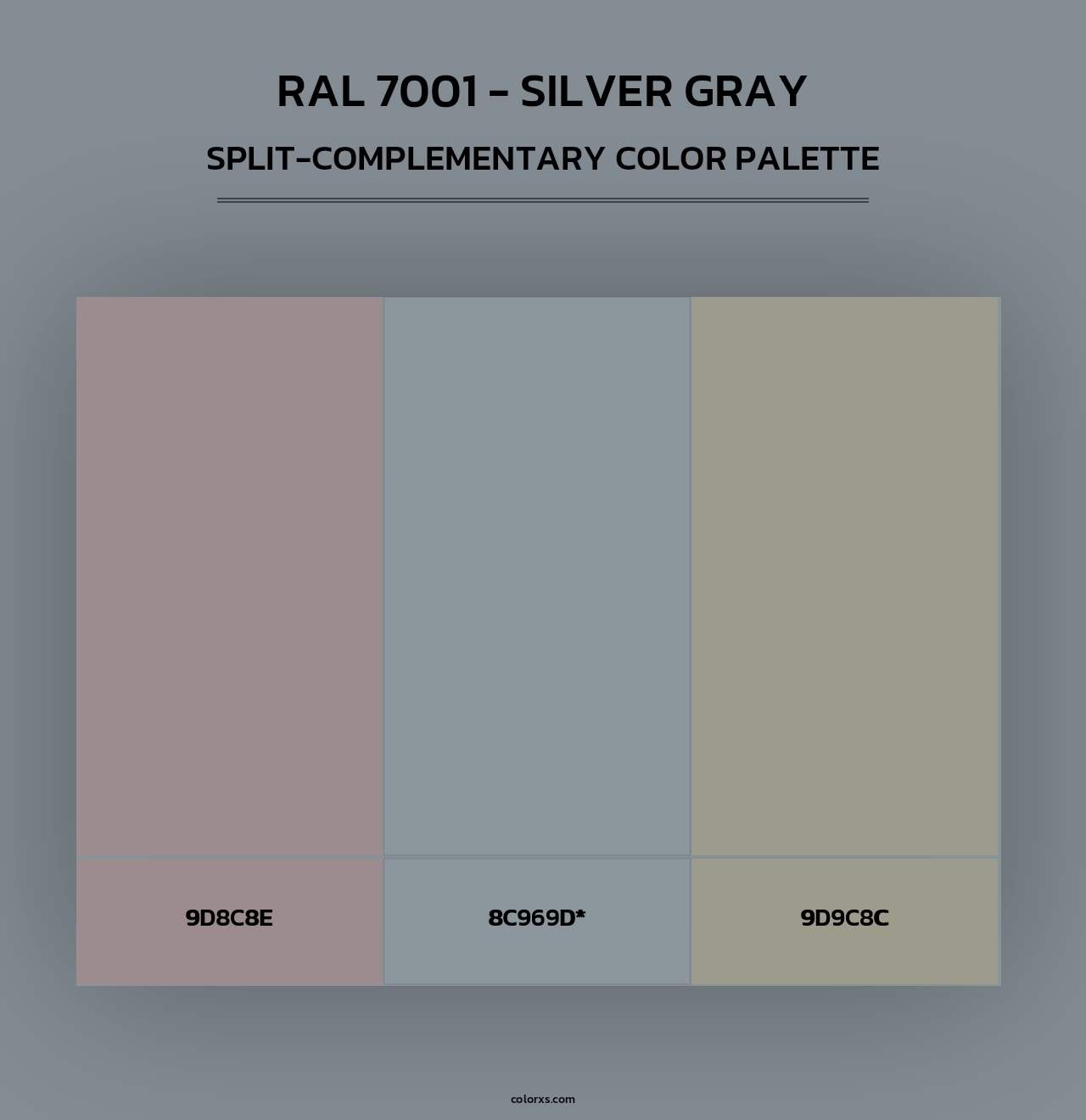 RAL 7001 - Silver Gray - Split-Complementary Color Palette