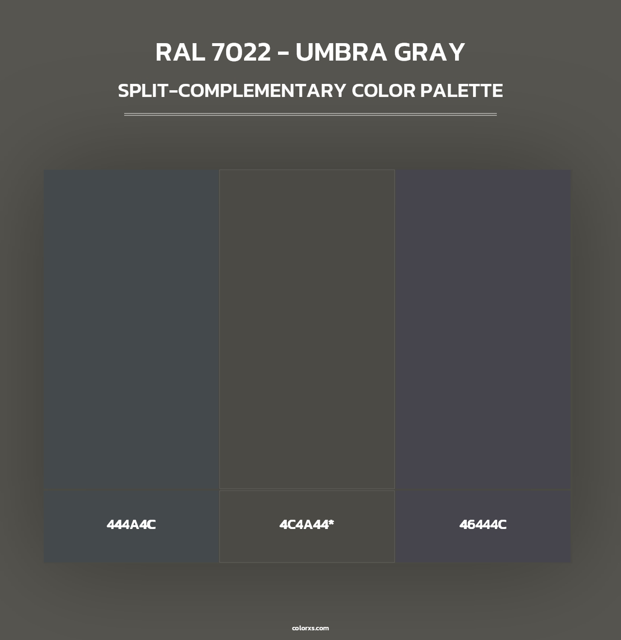 RAL 7022 - Umbra Gray - Split-Complementary Color Palette
