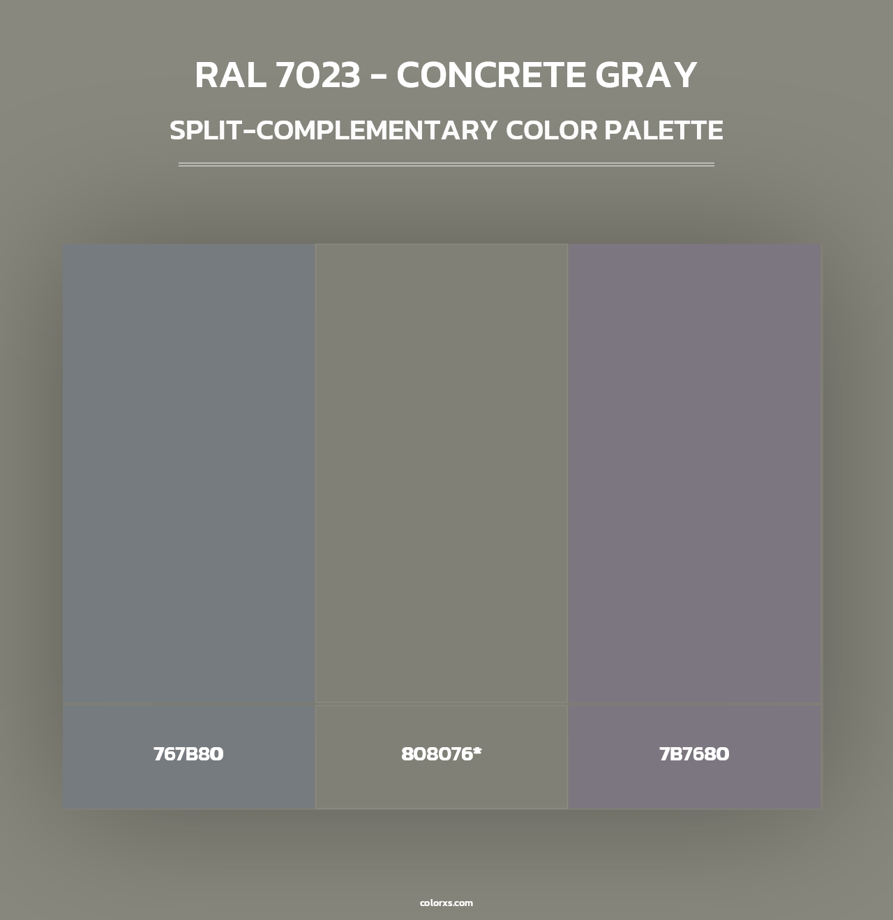 RAL 7023 - Concrete Gray - Split-Complementary Color Palette