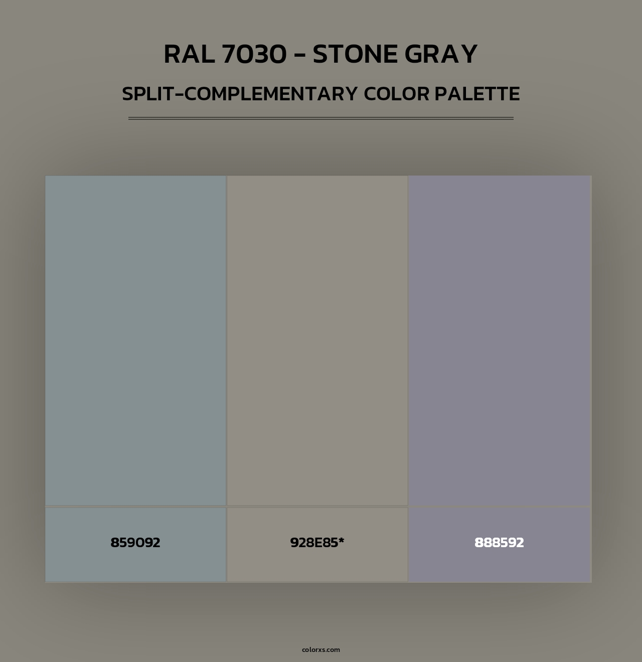 RAL 7030 - Stone Gray - Split-Complementary Color Palette