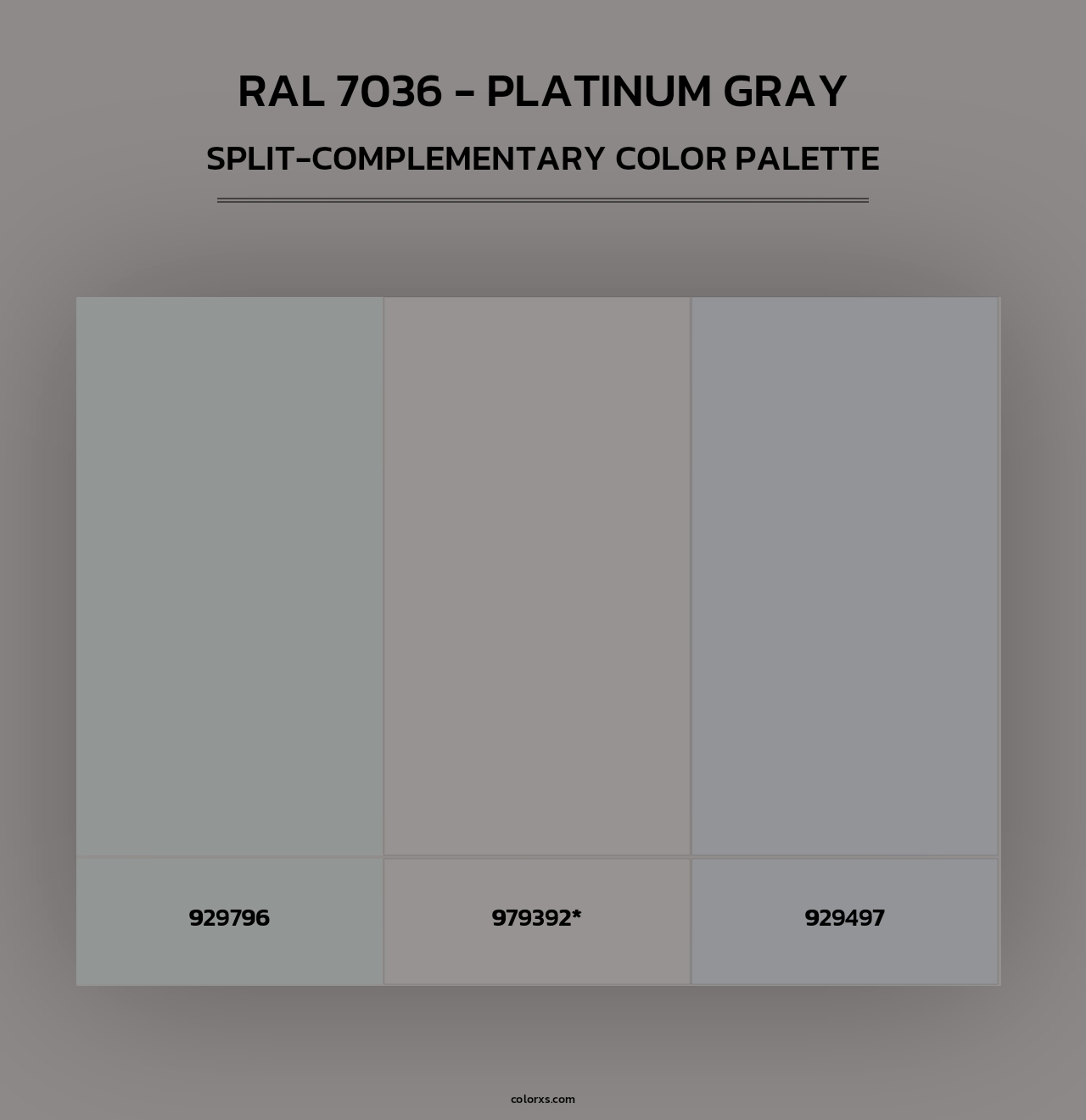 RAL 7036 - Platinum Gray - Split-Complementary Color Palette