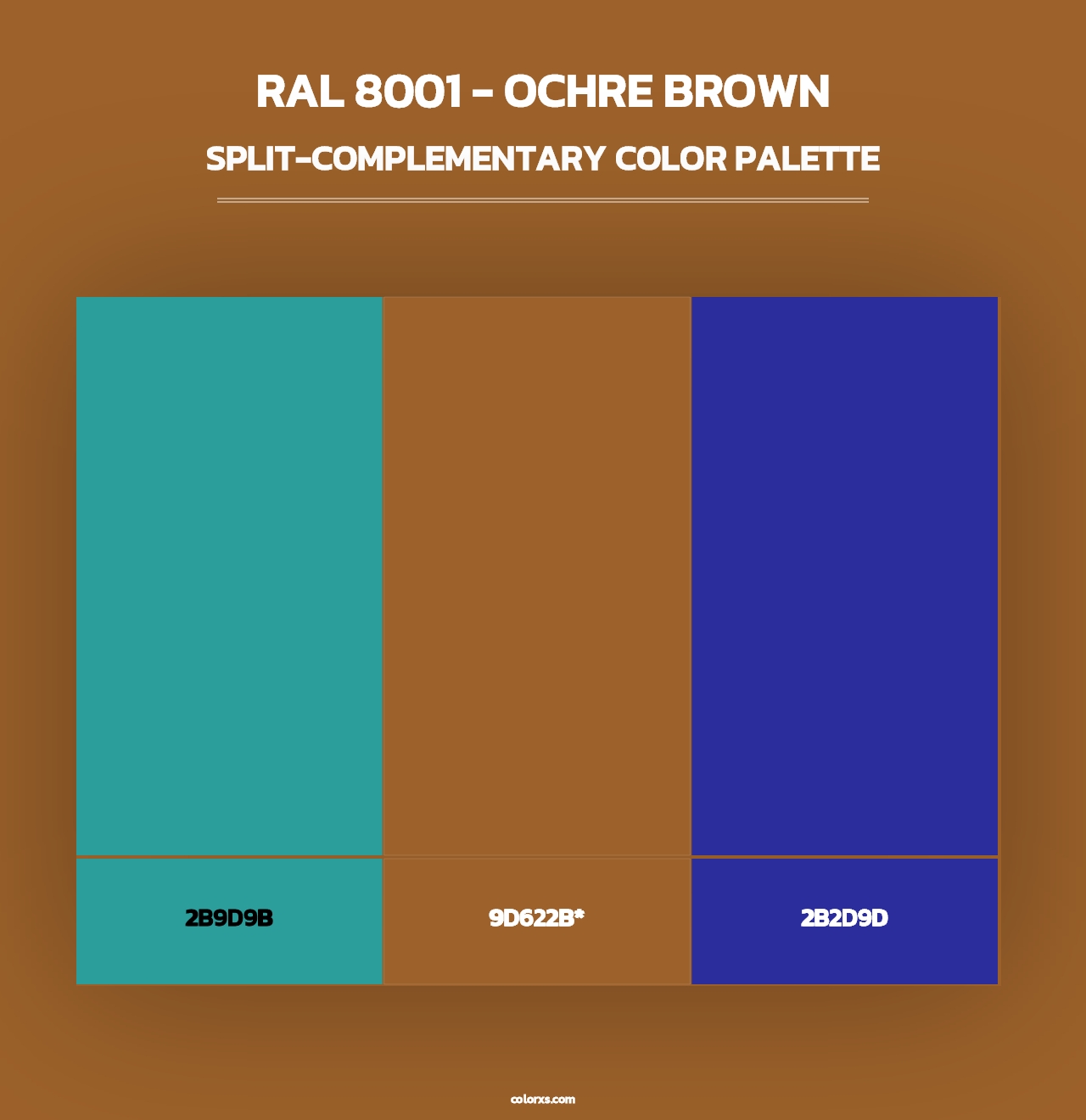 RAL 8001 - Ochre Brown - Split-Complementary Color Palette