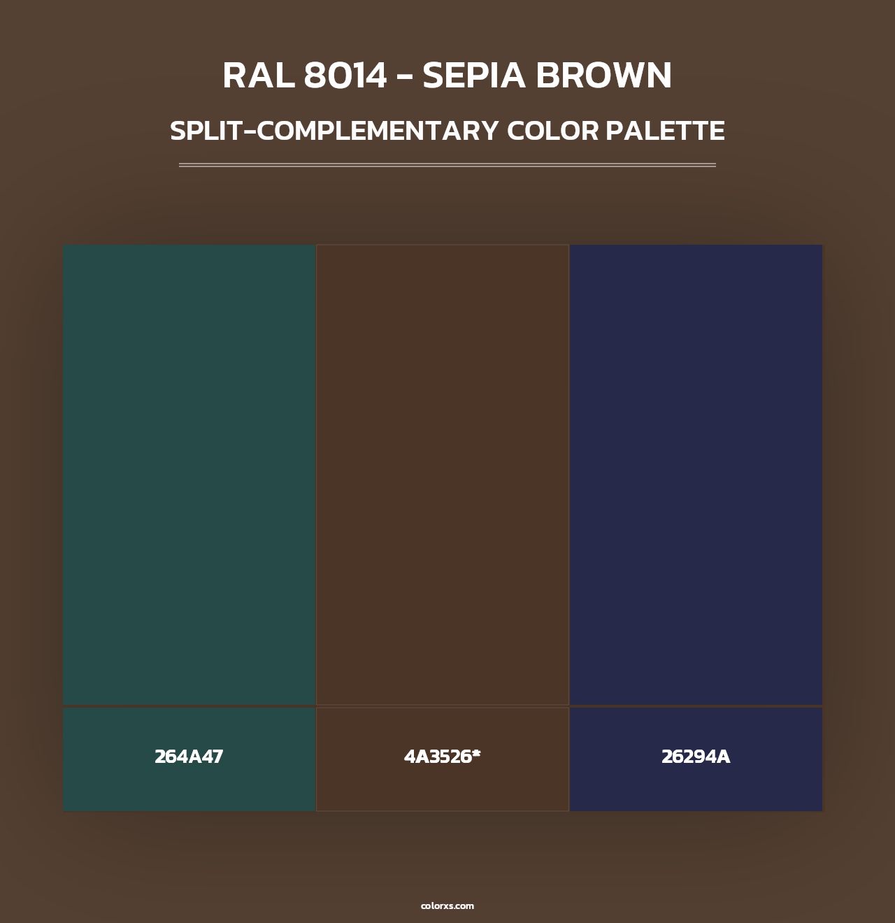 RAL 8014 - Sepia Brown - Split-Complementary Color Palette
