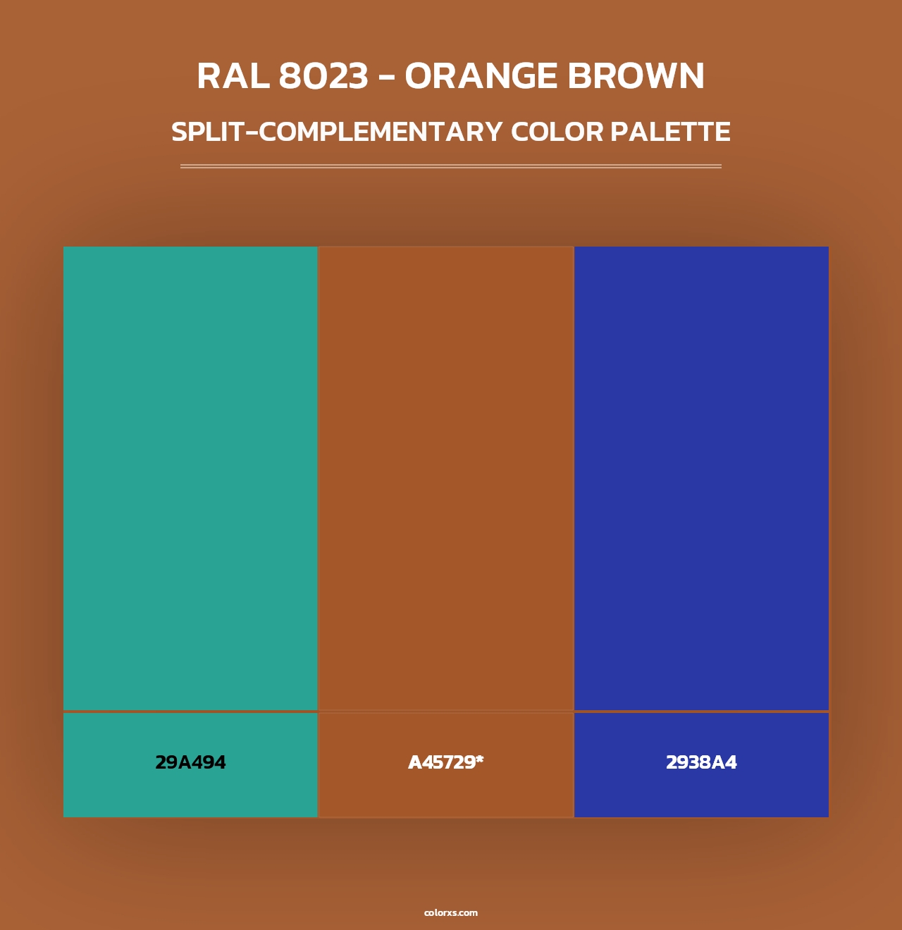 RAL 8023 - Orange Brown - Split-Complementary Color Palette
