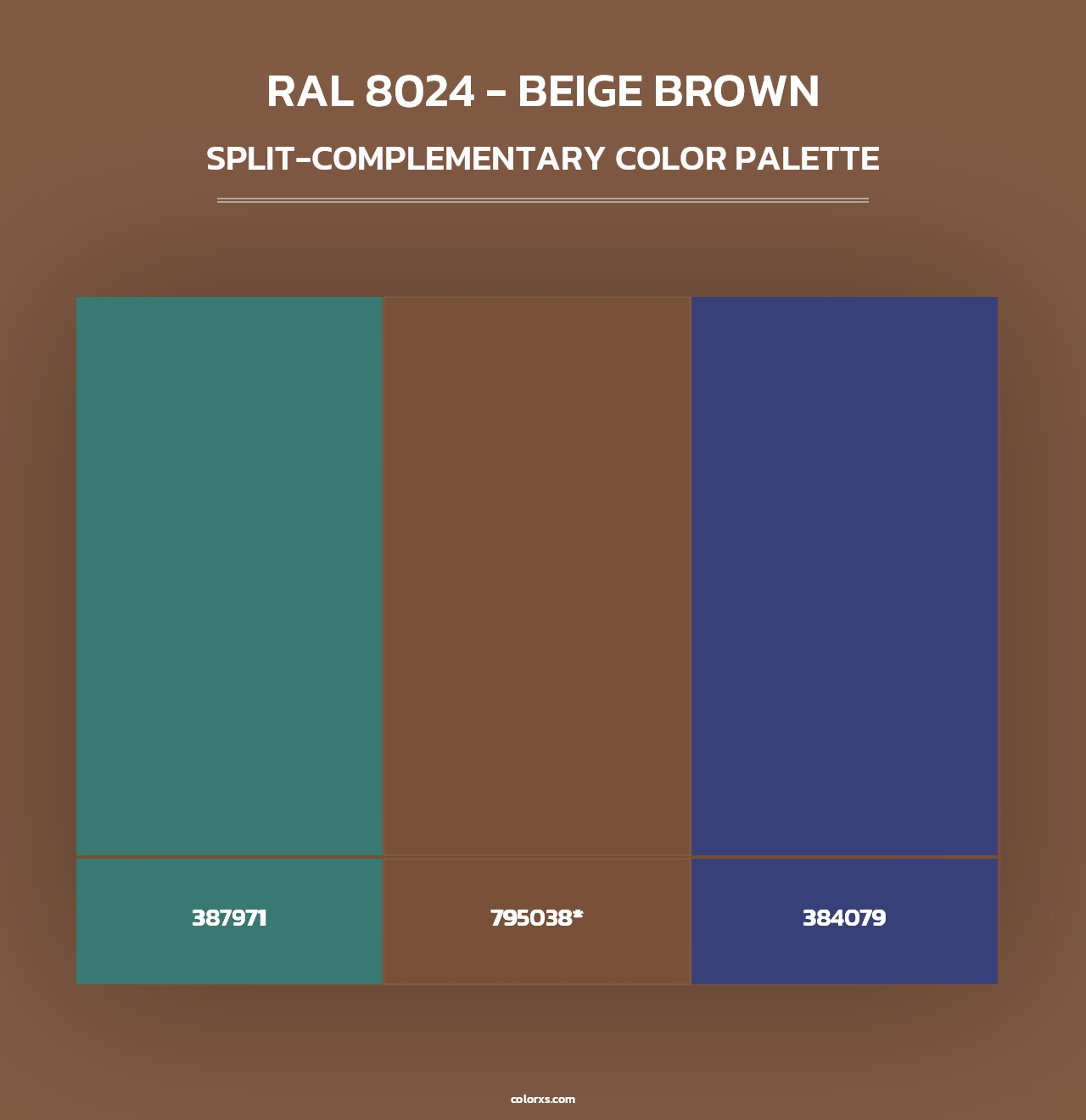 RAL 8024 - Beige Brown - Split-Complementary Color Palette