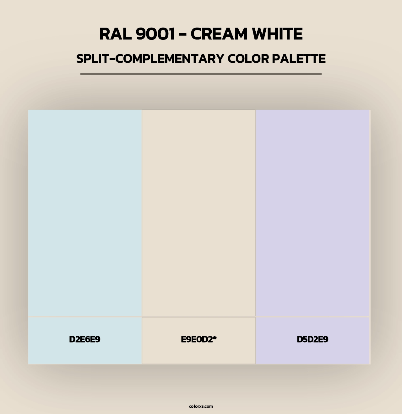 RAL 9001 - Cream White - Split-Complementary Color Palette