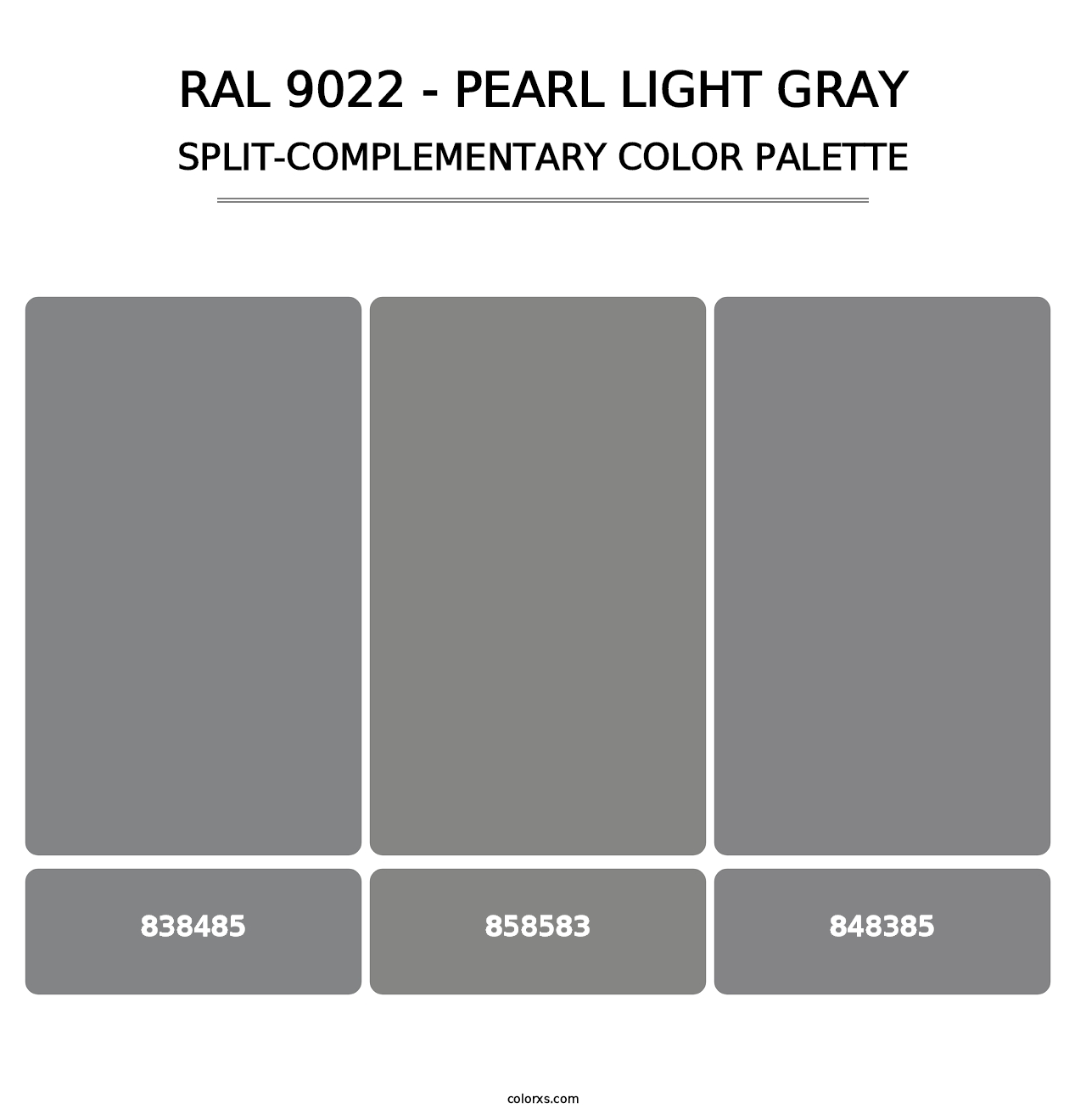 RAL 9022 - Pearl Light Gray - Split-Complementary Color Palette