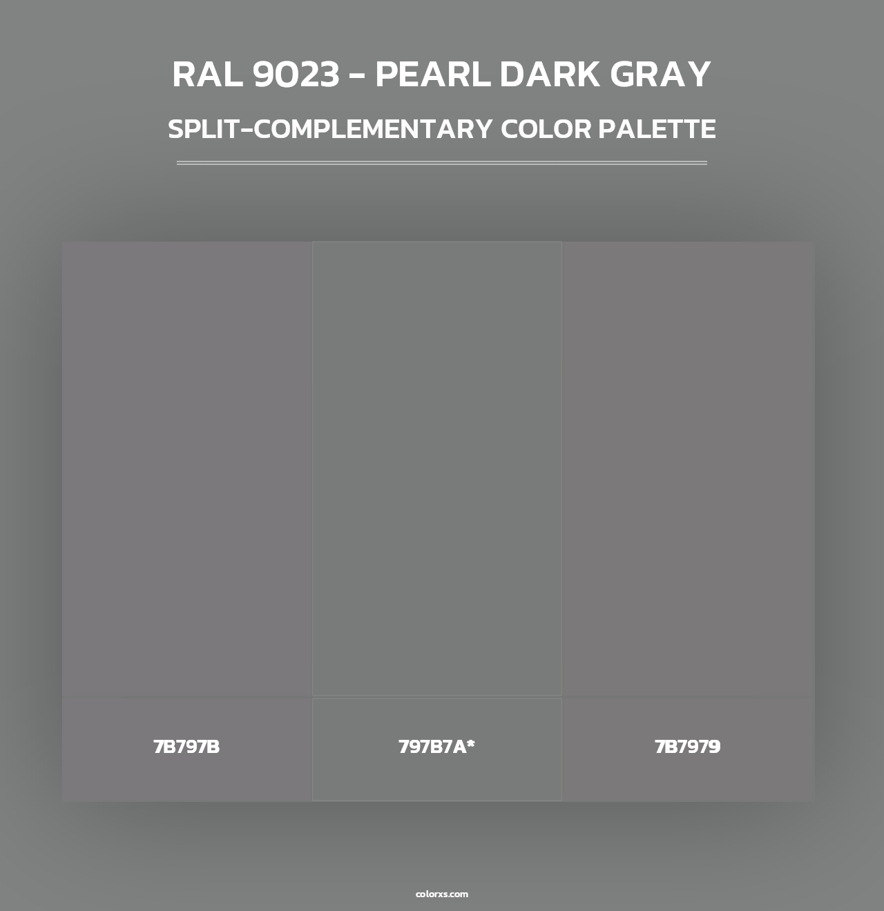 RAL 9023 - Pearl Dark Gray - Split-Complementary Color Palette