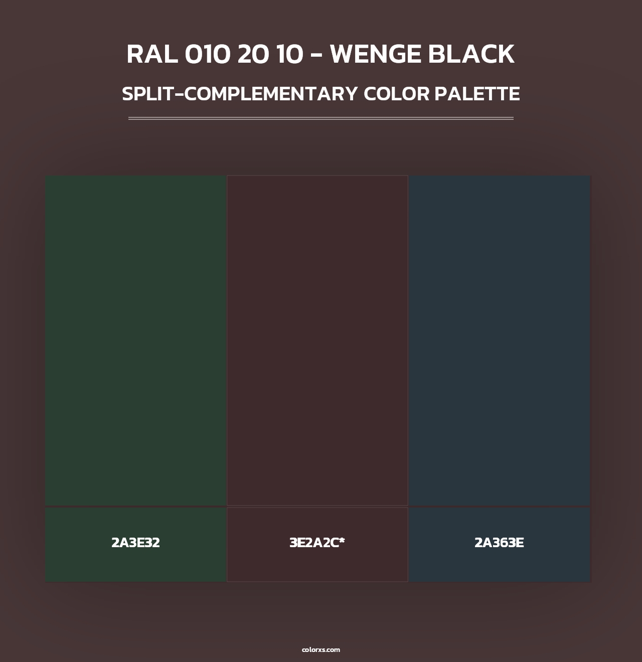 RAL 010 20 10 - Wenge Black - Split-Complementary Color Palette