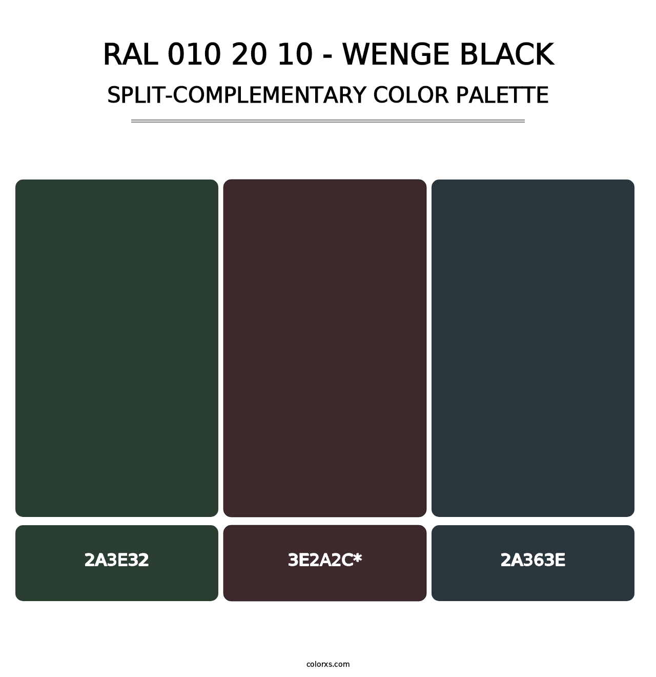 RAL 010 20 10 - Wenge Black - Split-Complementary Color Palette