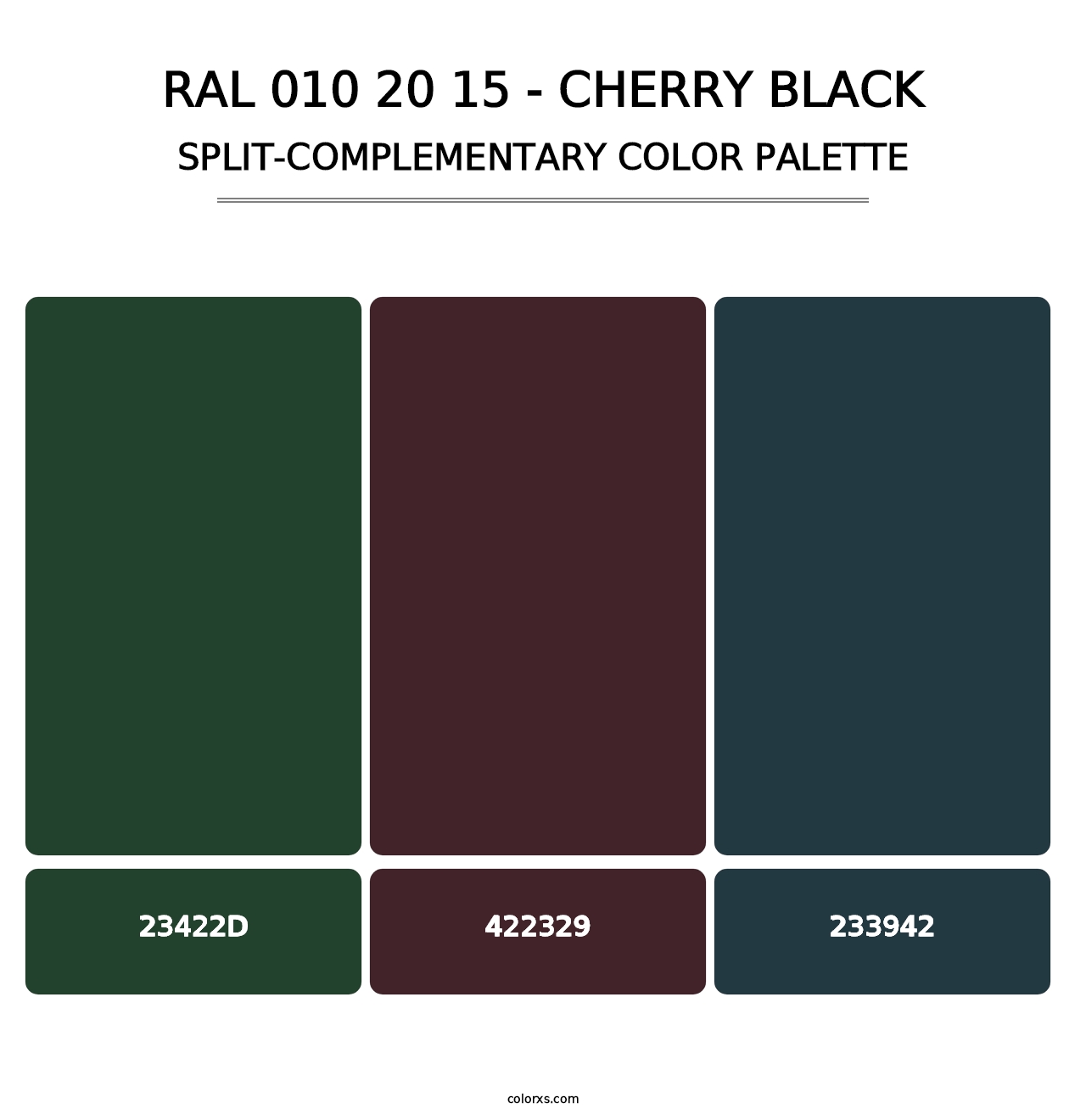 RAL 010 20 15 - Cherry Black - Split-Complementary Color Palette