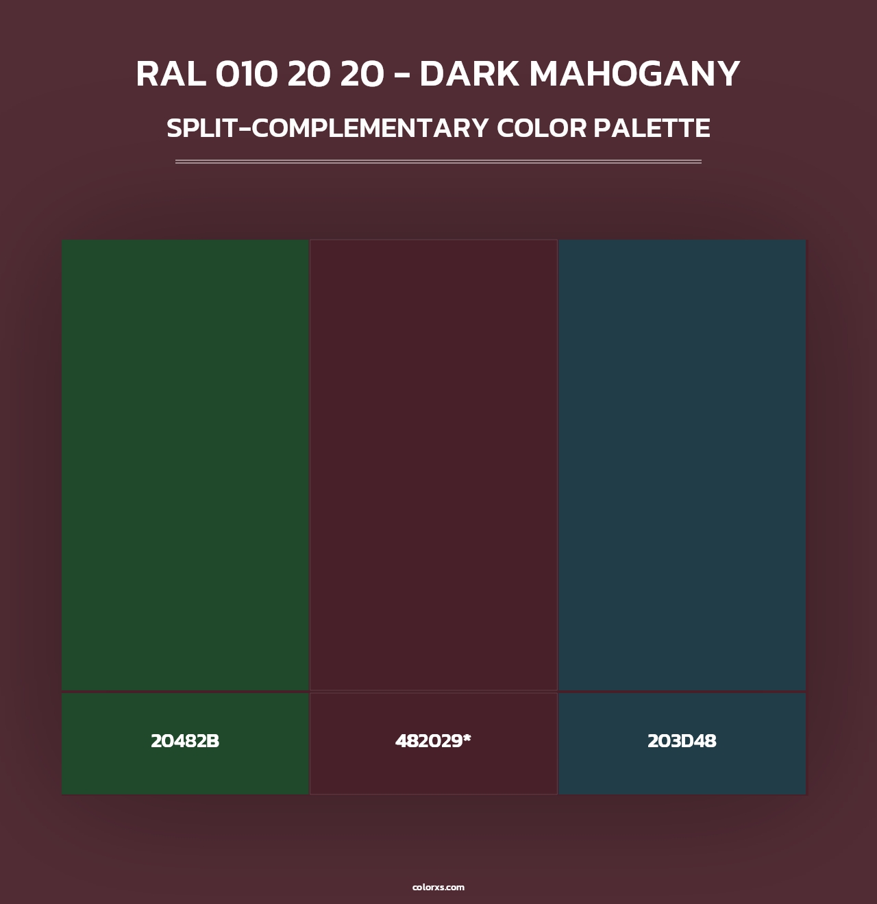 RAL 010 20 20 - Dark Mahogany - Split-Complementary Color Palette
