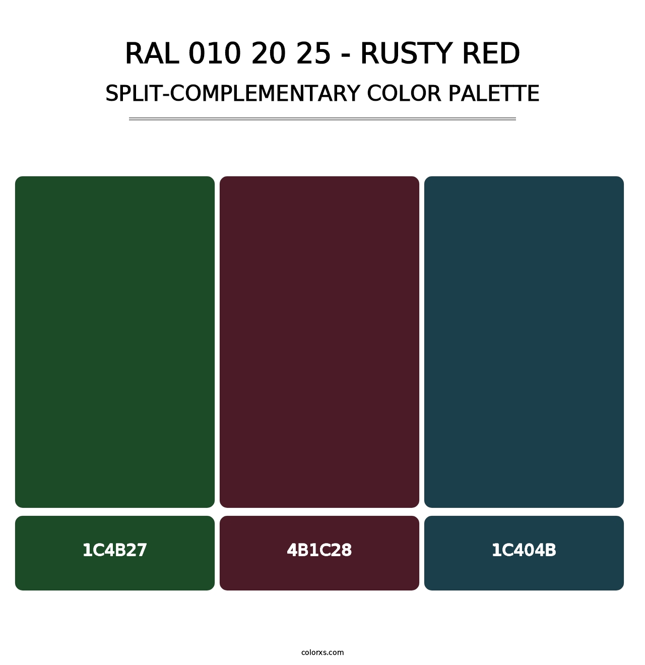 RAL 010 20 25 - Rusty Red - Split-Complementary Color Palette