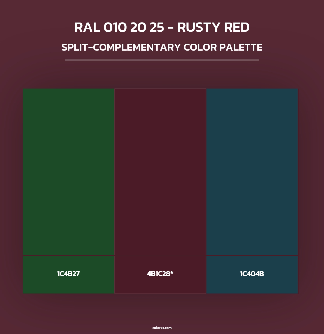 RAL 010 20 25 - Rusty Red - Split-Complementary Color Palette