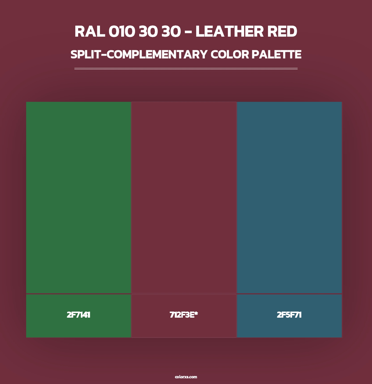 RAL 010 30 30 - Leather Red - Split-Complementary Color Palette