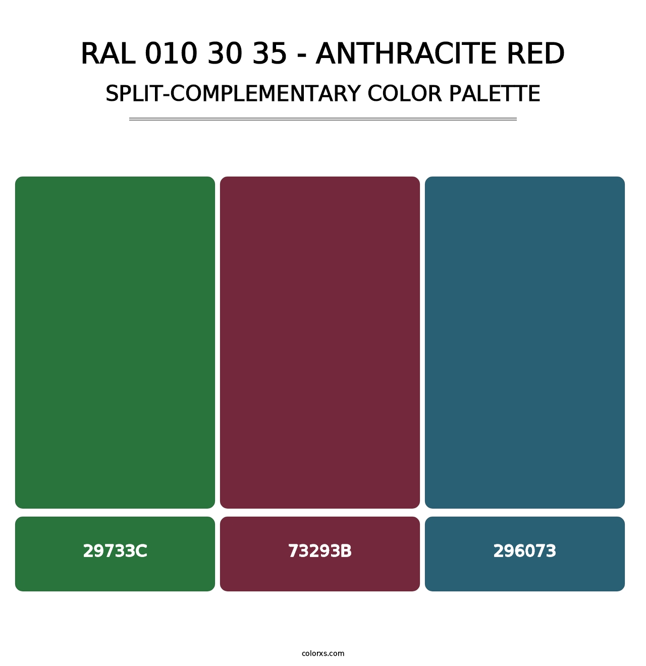 RAL 010 30 35 - Anthracite Red - Split-Complementary Color Palette