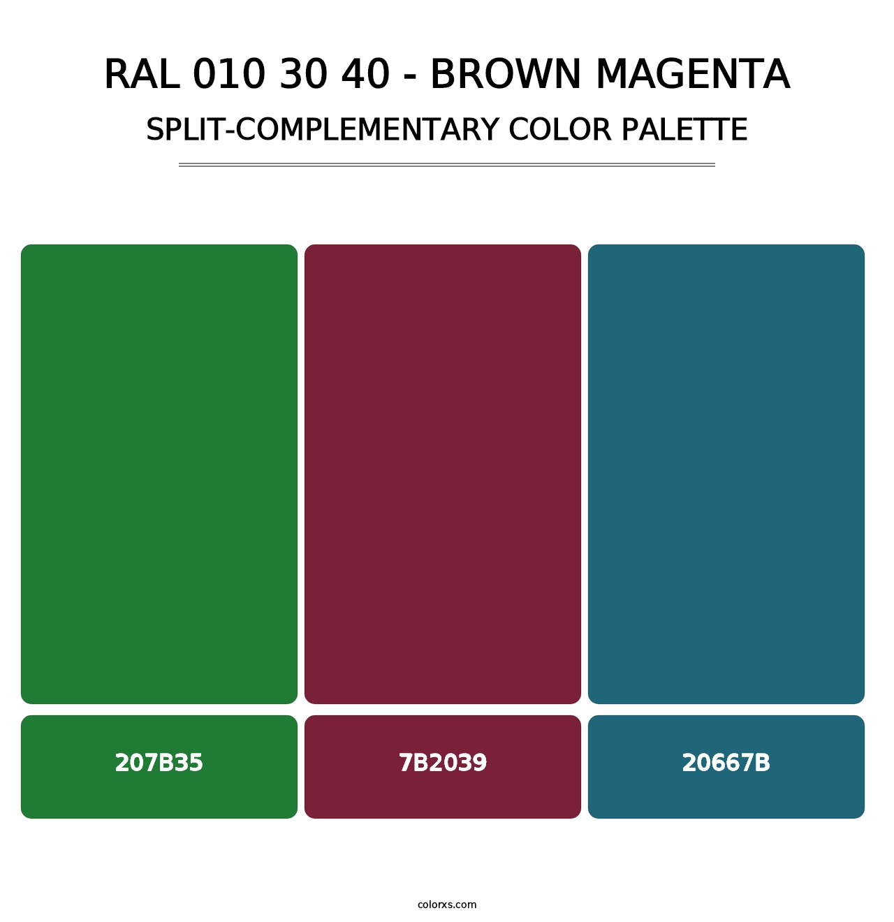 RAL 010 30 40 - Brown Magenta - Split-Complementary Color Palette