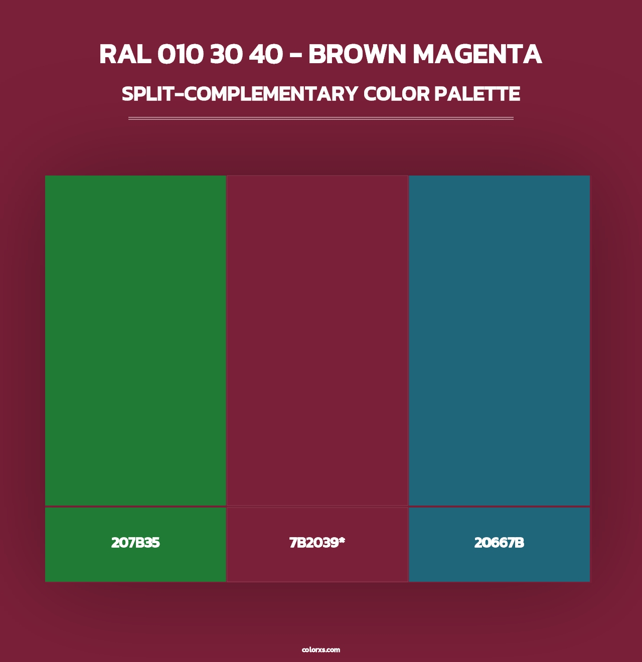 RAL 010 30 40 - Brown Magenta - Split-Complementary Color Palette