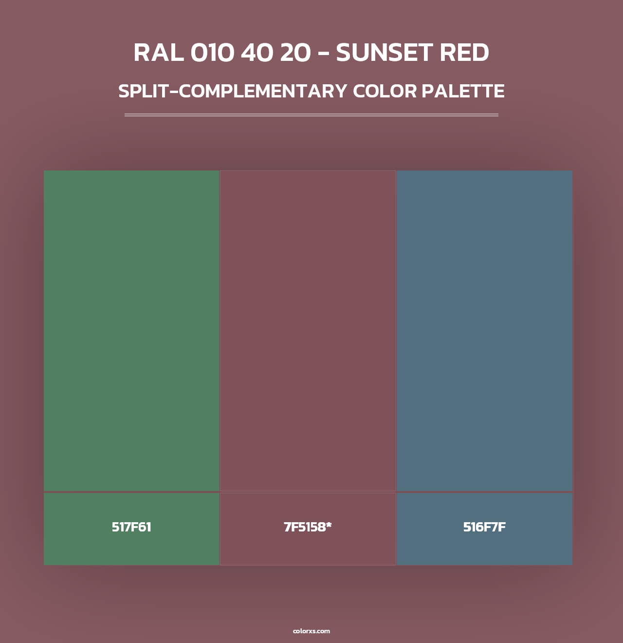 RAL 010 40 20 - Sunset Red - Split-Complementary Color Palette