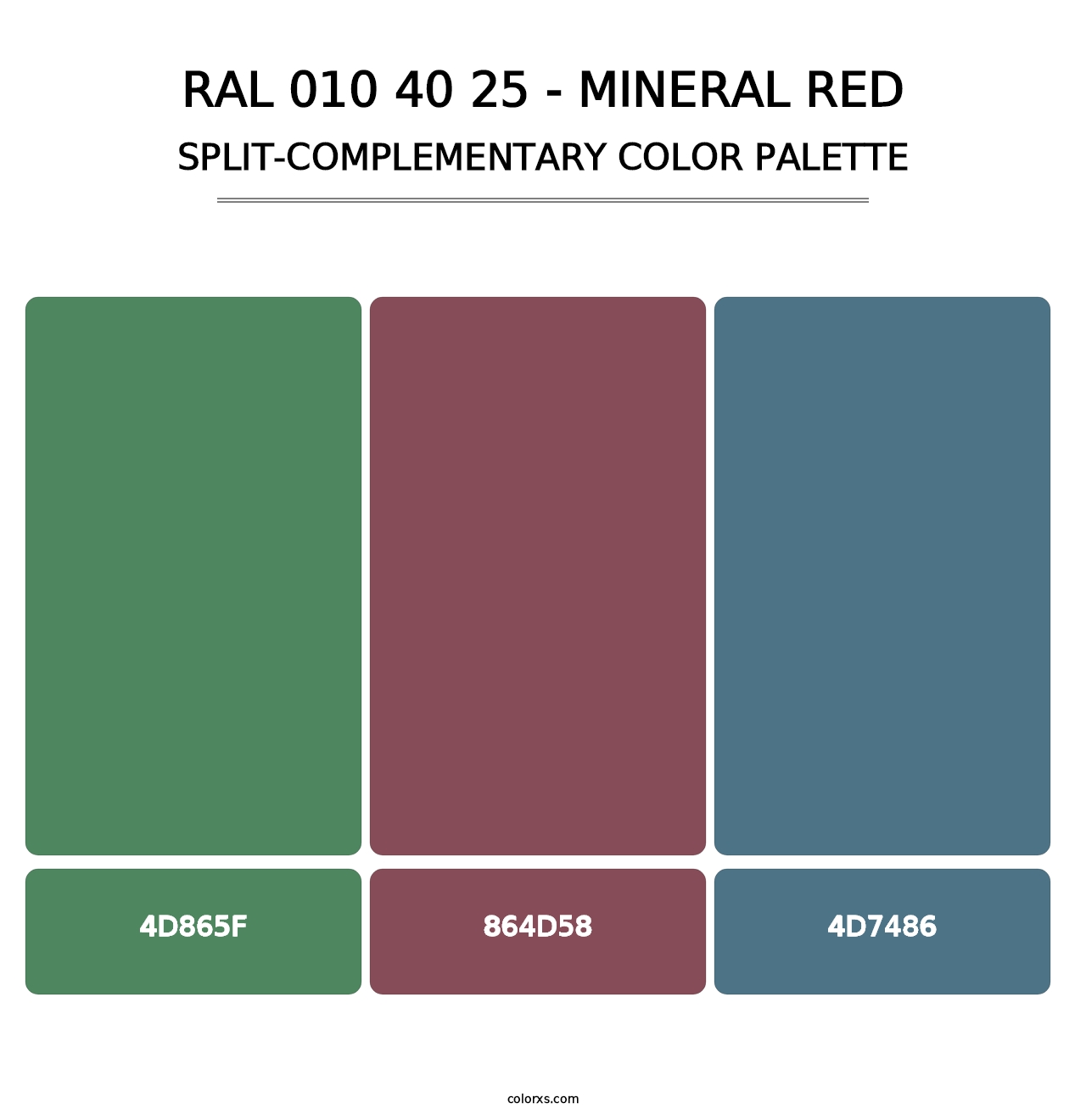 RAL 010 40 25 - Mineral Red - Split-Complementary Color Palette