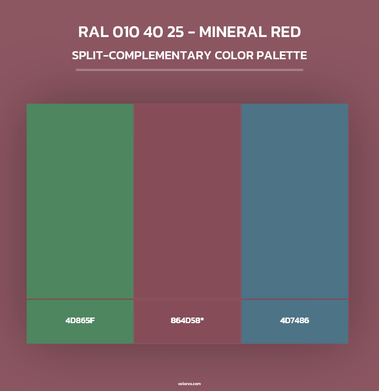 RAL 010 40 25 - Mineral Red - Split-Complementary Color Palette