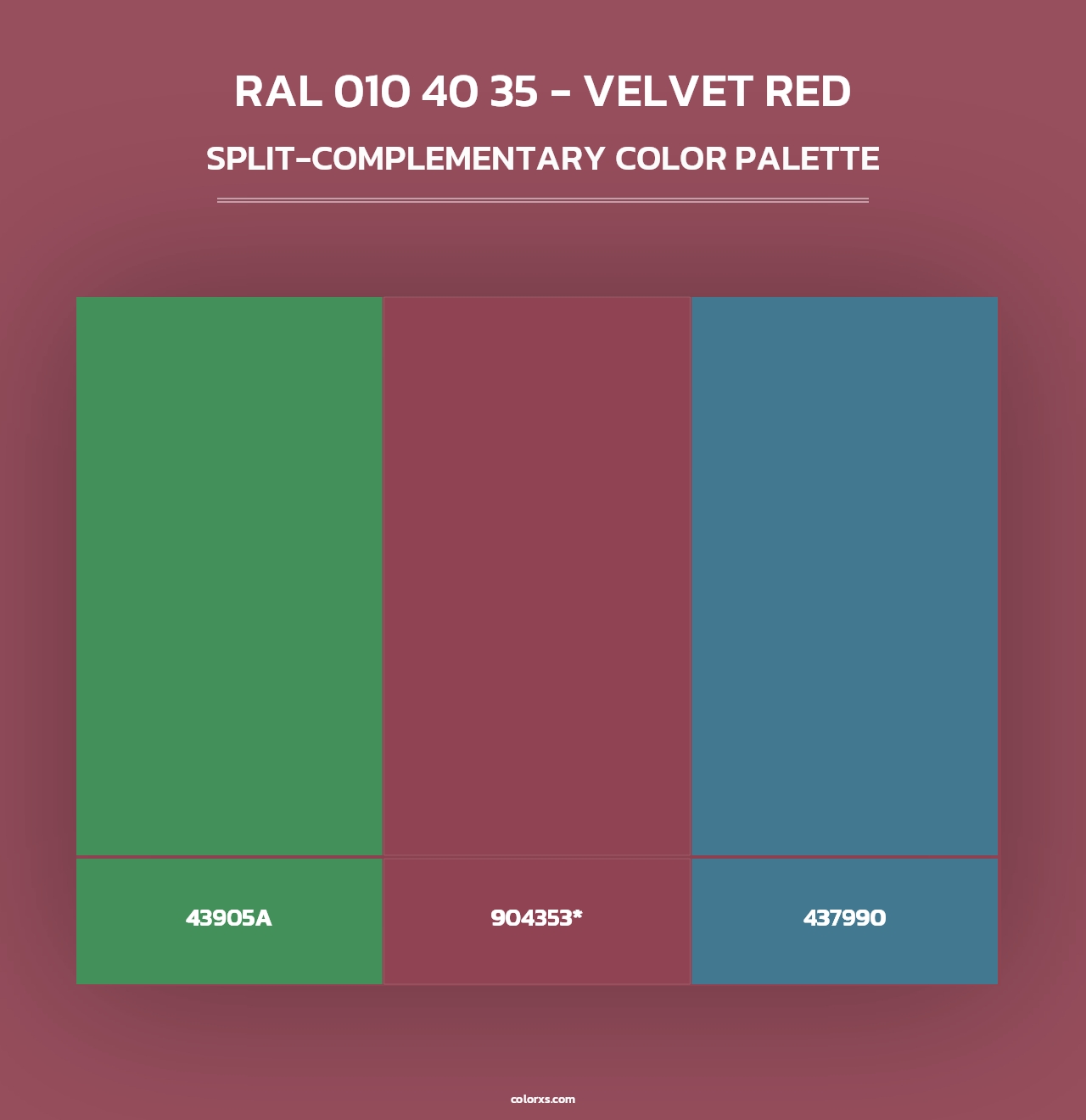 RAL 010 40 35 - Velvet Red - Split-Complementary Color Palette