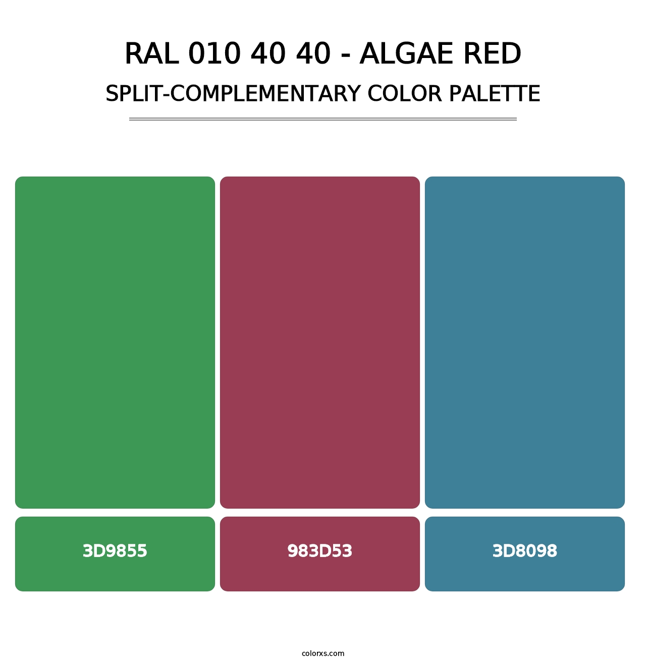 RAL 010 40 40 - Algae Red - Split-Complementary Color Palette