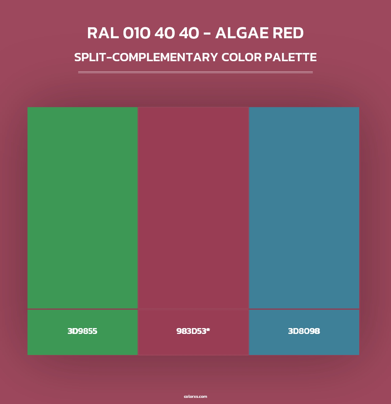 RAL 010 40 40 - Algae Red - Split-Complementary Color Palette