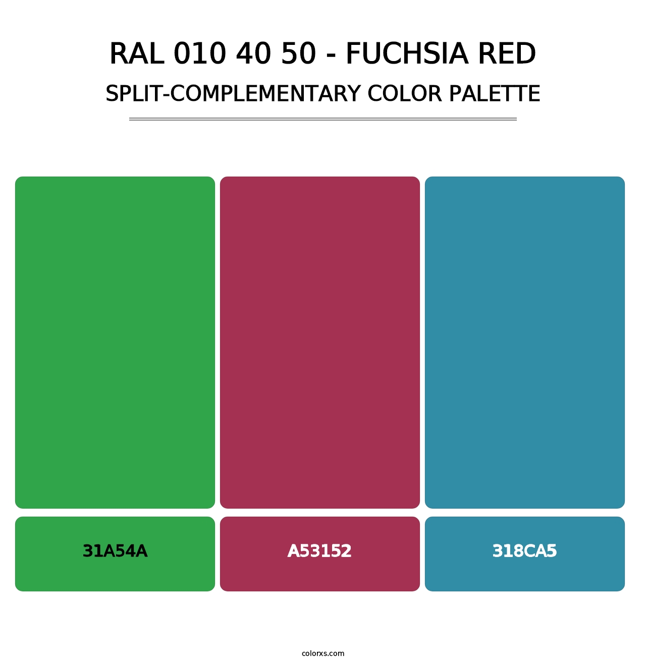 RAL 010 40 50 - Fuchsia Red - Split-Complementary Color Palette