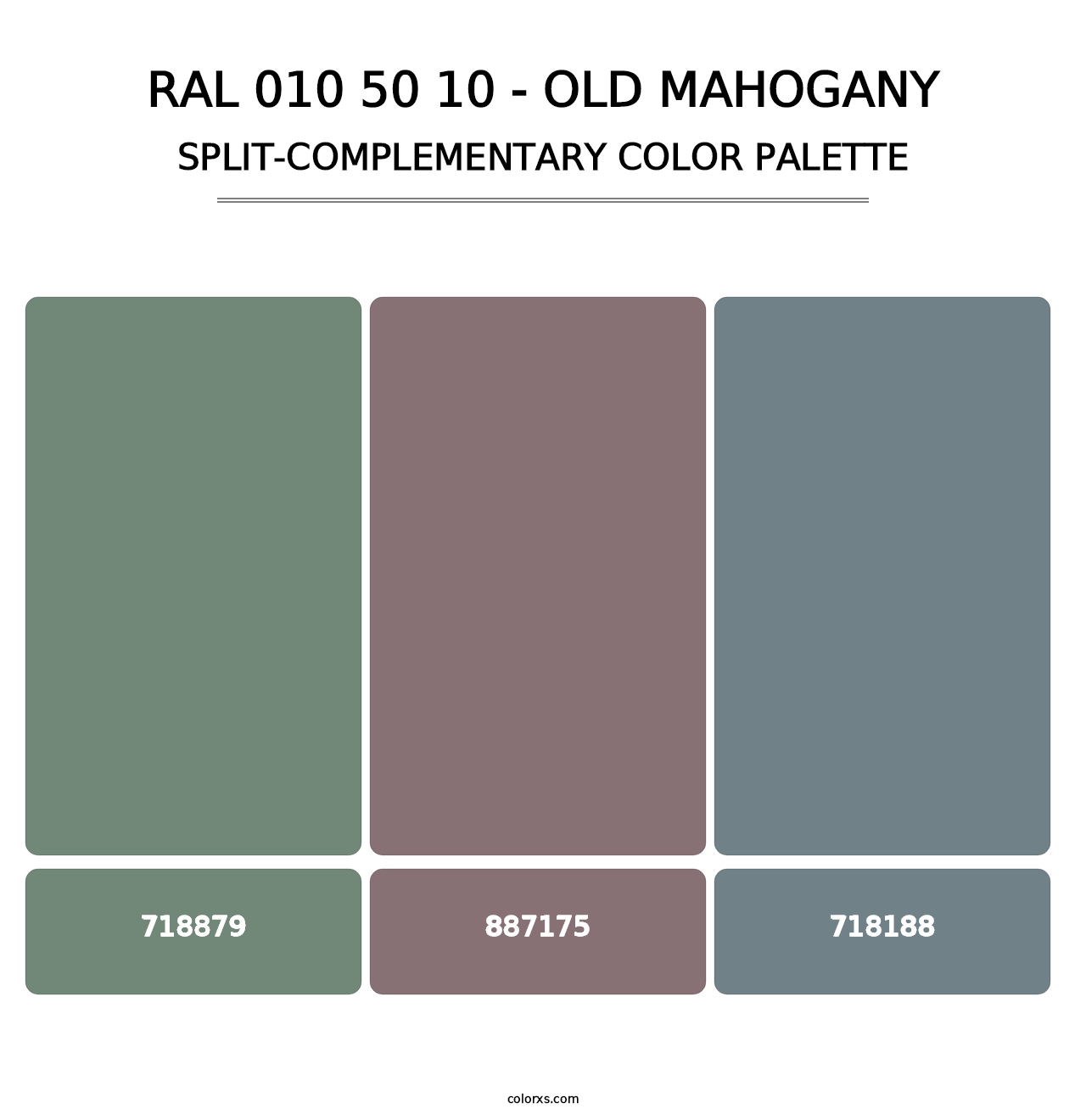 RAL 010 50 10 - Old Mahogany - Split-Complementary Color Palette