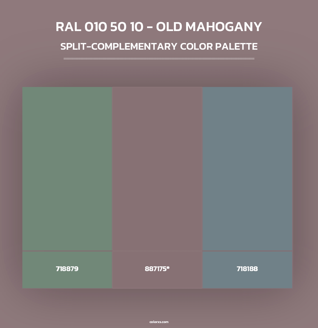 RAL 010 50 10 - Old Mahogany - Split-Complementary Color Palette