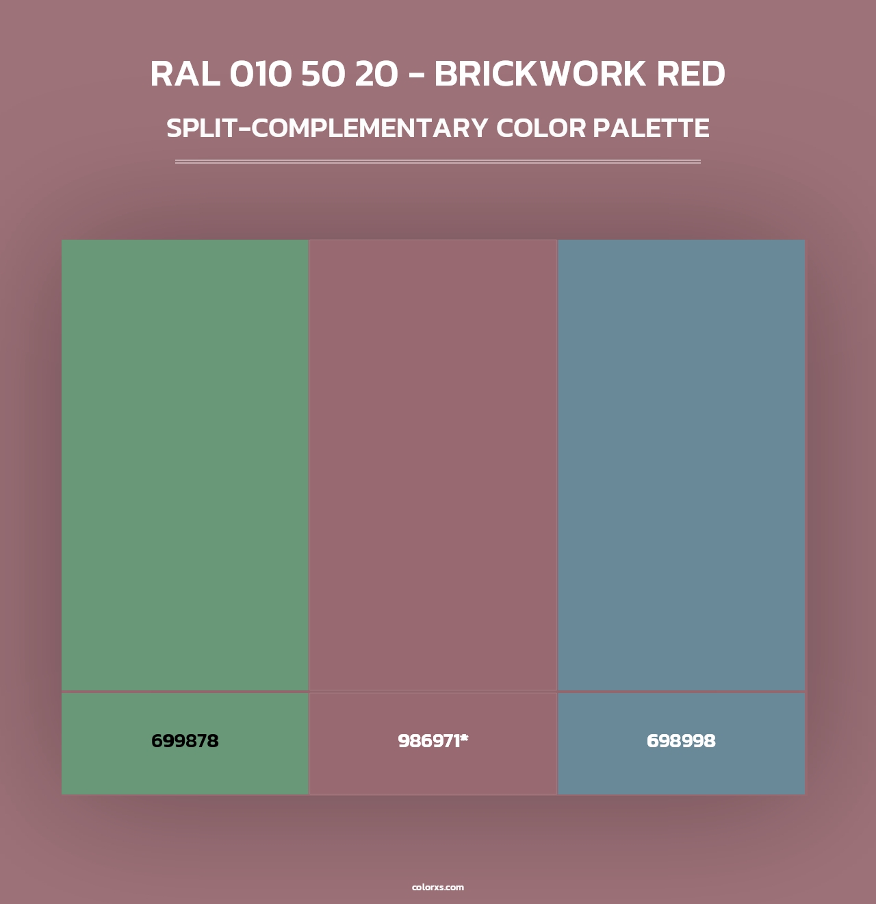 RAL 010 50 20 - Brickwork Red - Split-Complementary Color Palette