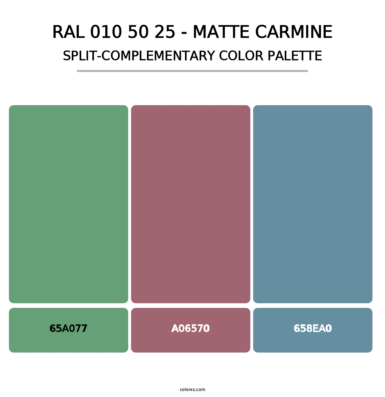 RAL 010 50 25 - Matte Carmine - Split-Complementary Color Palette