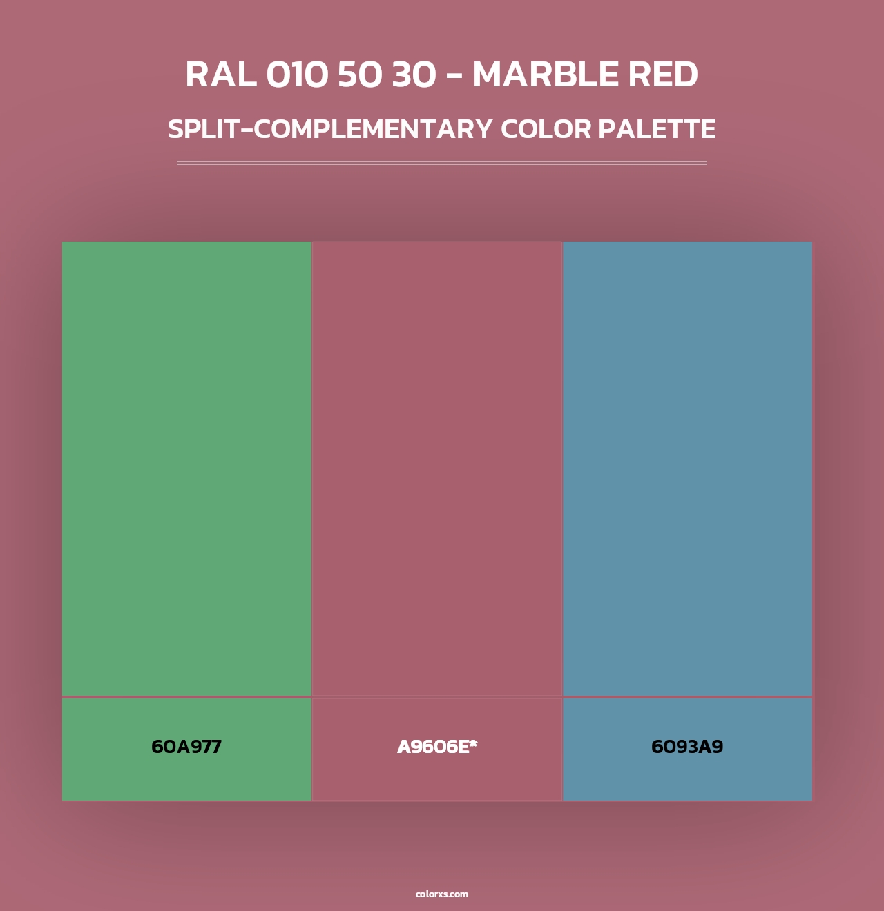 RAL 010 50 30 - Marble Red - Split-Complementary Color Palette