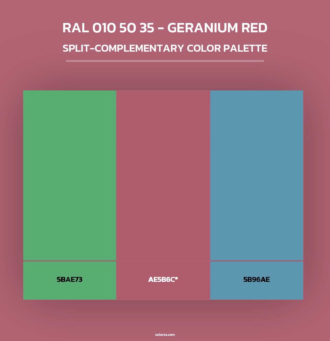 RAL 010 50 35 - Geranium Red - Split-Complementary Color Palette