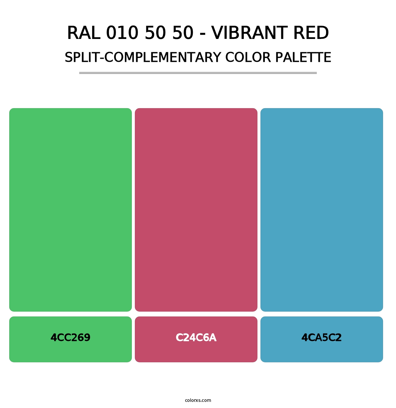 RAL 010 50 50 - Vibrant Red - Split-Complementary Color Palette