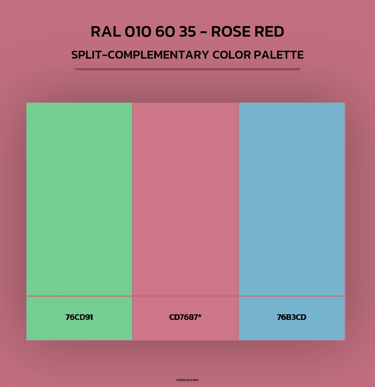 RAL 010 60 35 - Rose Red - Split-Complementary Color Palette